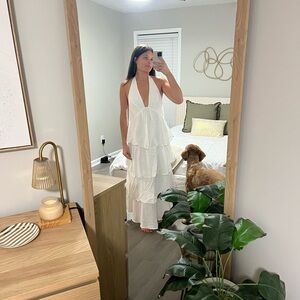 Elegant White Halter Maxi Dress